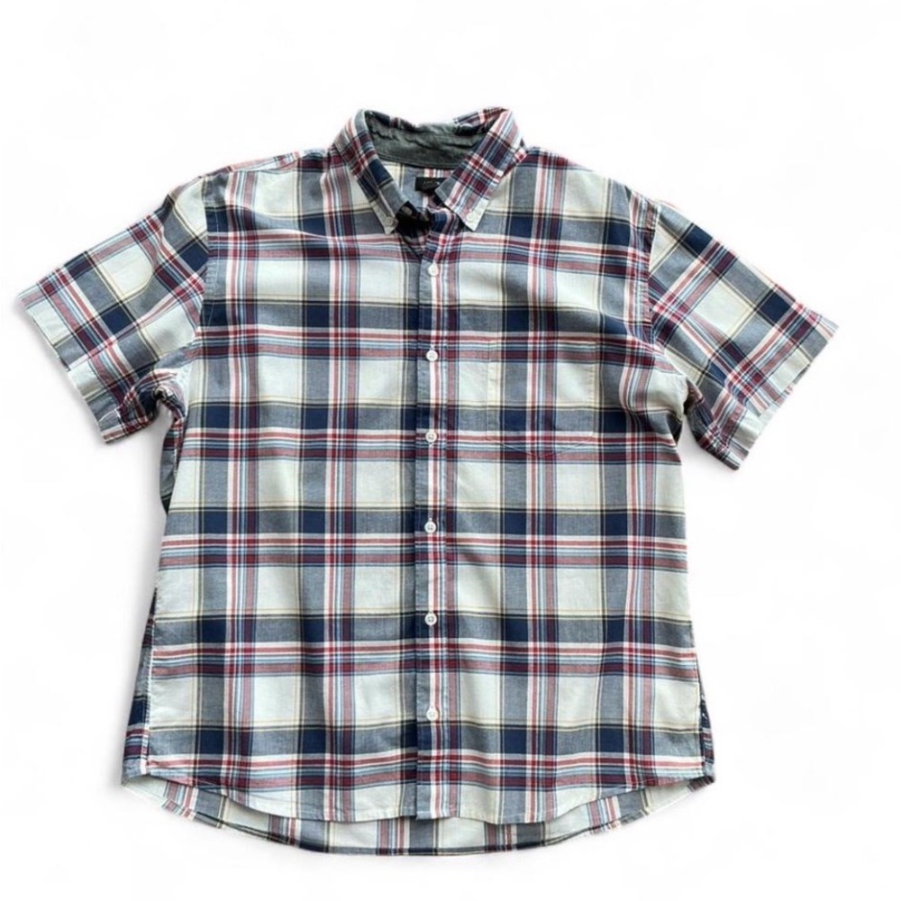 Preppy Americana Plaid Short Sleeve Button Down Shirt